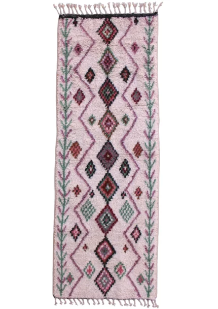 Moroccan-inspired hallway runner with vibrant colors and geometric patterns